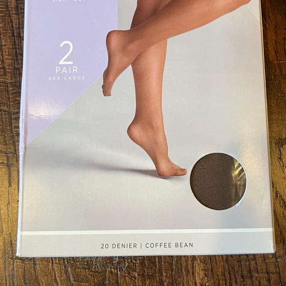 XXXL Impressions Shimmer Sheer Pantyhose High Waist 20 Denier 2-Pack Coffee Bean - Picture 4 of 9